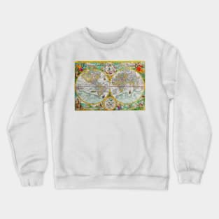 Jan van Doetecum - New World Map 1594 -  Ancient Worlds Crewneck Sweatshirt